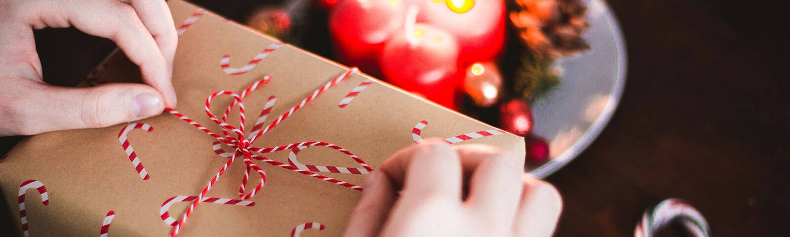 Christmas parcel being unwrapped